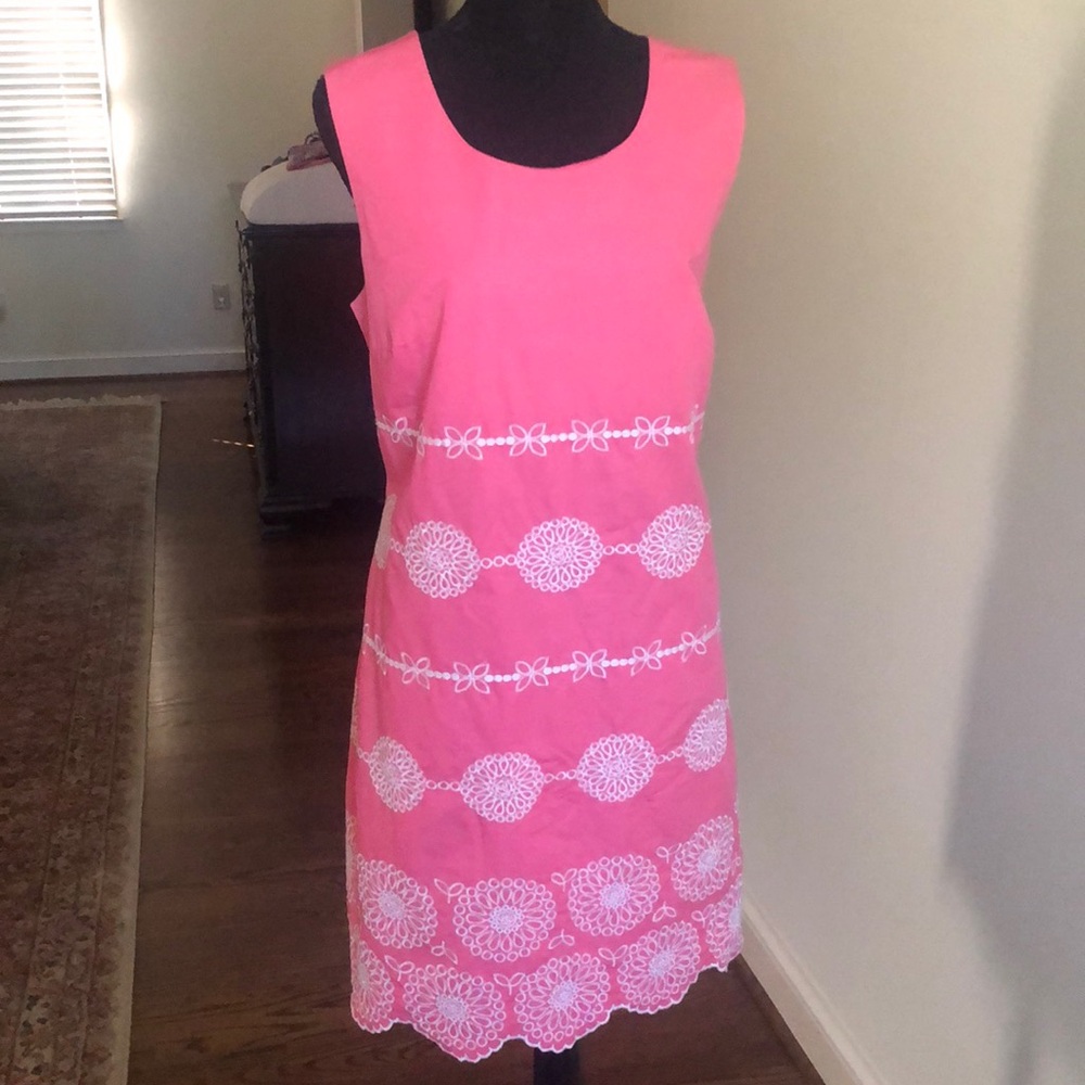 Boden coral embroidered shift dress, size US12